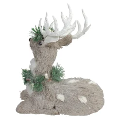 Sale Sitting Sisal Reindeer with Wreath Christmas Figure - 12.75