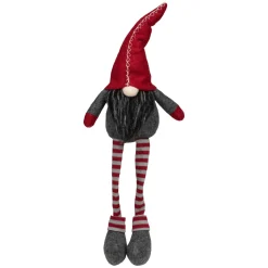 Hot Sitting Striped Gnome Christmas Figure - 22" - Red and Gray Gnomes