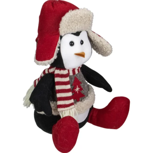 Sale Sitting Winter Penguin with Trapper Hat Christmas Decoration - 12" Animals