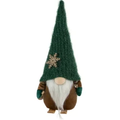 Hot Skiing Gnome with Snowflake Knitted Hat Christmas Decoration - 12.5" Gnomes