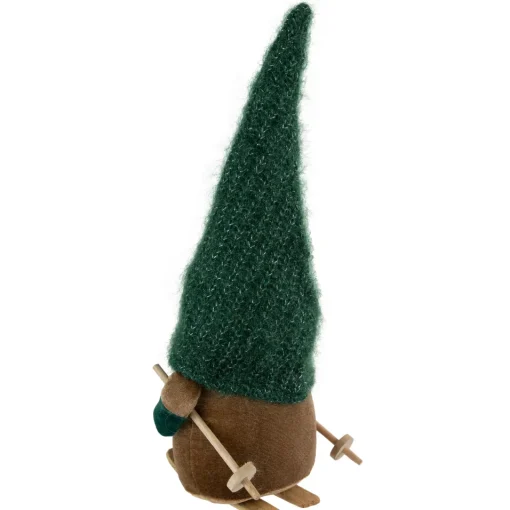 Hot Skiing Gnome with Snowflake Knitted Hat Christmas Decoration - 12.5" Gnomes