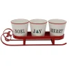 Hot Sleigh with "Noel", "Joy" and "Merry" Buckets Christmas Centerpiece - 18.75" - Red Sleighs