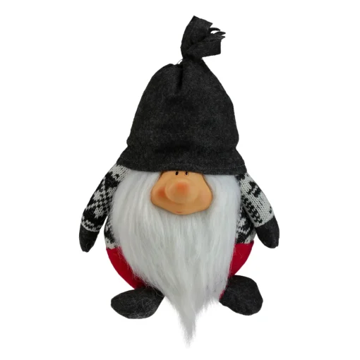 Online Smiling Gnome Christmas Figure - 9.5" - Charcoal Gray Gnomes