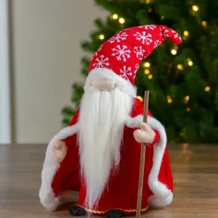 Clearance Snowflakes Santa Gnome with Cape Christmas Figure - 14.5" - Red and White Gnomes