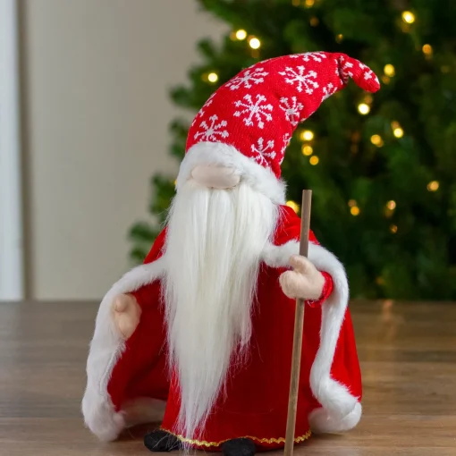 Clearance Snowflakes Santa Gnome with Cape Christmas Figure - 14.5" - Red and White Gnomes