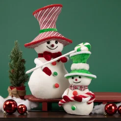 Discount Snowman with Candy Cane Christmas Figure - 10" Snowmen