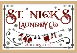Sale St Nick's Laundry Company Laundry Room 14.5" x 20.5" Framed Christmas Wall Decor Sign Poster in a Natural Wooden Frame with UV Acrylic and Hangers Wall