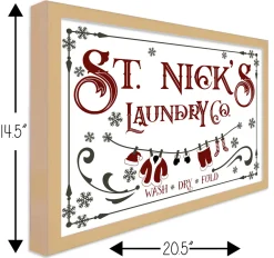 Sale St Nick's Laundry Company Laundry Room 14.5" x 20.5" Framed Christmas Wall Decor Sign Poster in a Natural Wooden Frame with UV Acrylic and Hangers Wall