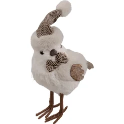Best Standing Bird with Chevron Bow Tie and Faux Fur Winter Hat Christmas Figure - 10" Animals