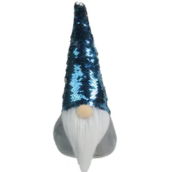 Outlet Standing Christmas Gnome Decoration with Flip Sequin Hat - 13.5" - Gray and Blue Gnomes