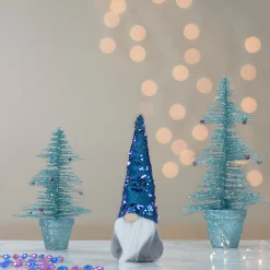 Outlet Standing Christmas Gnome Decoration with Flip Sequin Hat - 13.5" - Gray and Blue Gnomes