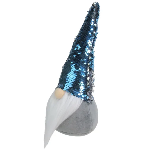 Outlet Standing Christmas Gnome Decoration with Flip Sequin Hat - 13.5" - Gray and Blue Gnomes