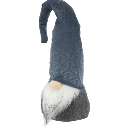 New Standing Christmas Gnome with Patterned Hat Figure - 18" - Blue Gnomes