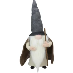 Outlet Standing Gnome Big Nose Santa Holding Stick - 16" Brown and Beige Gnomes