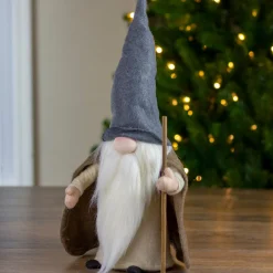 Outlet Standing Gnome Big Nose Santa Holding Stick - 16