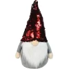 Standing Gnome with Flip Sequin Hat Christmas Figure - 11" - Red and Gray Gnomes