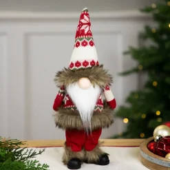 Standing Gnome with Knitted Outfit Christmas Figure - 19" - Red Gnomes