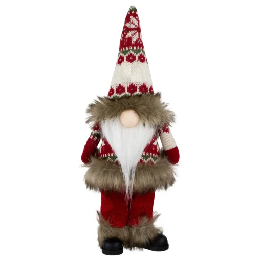 Standing Gnome with Knitted Outfit Christmas Figure - 19" - Red Gnomes