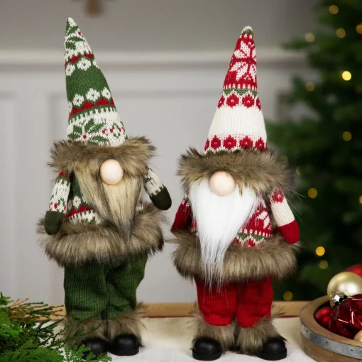 Standing Gnome with Knitted Outfit Christmas Figure - 19" - Red Gnomes