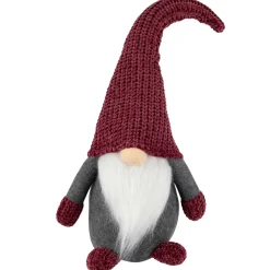 New Standing Gnome with Knitted Hat Christmas Decoration - 18" - Mauve and Gray Gnomes