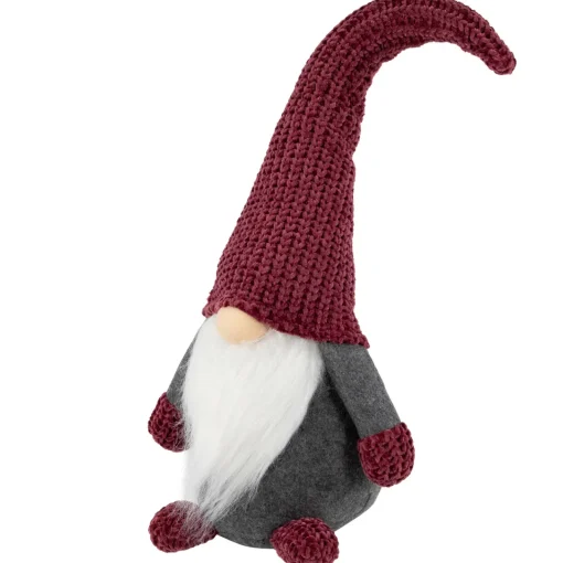 New Standing Gnome with Knitted Hat Christmas Decoration - 18" - Mauve and Gray Gnomes