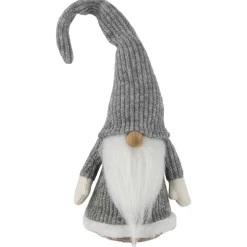 Standing Knitted Gnome Christmas Figure - 14" - Gray and White Gnomes