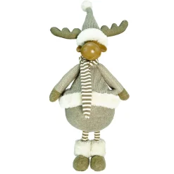 Hot Standing Plush Moose with Matching Hat and Scarf Christmas Figure - 24.75" - Beige Animals