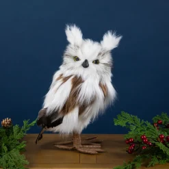Online Standing Plush Winter Owl Christmas Figurine - 11.5" Animals