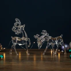 Sale Standing Reindeer Christmas Figurines - 9.25" - Clear - Set of 2 Animals
