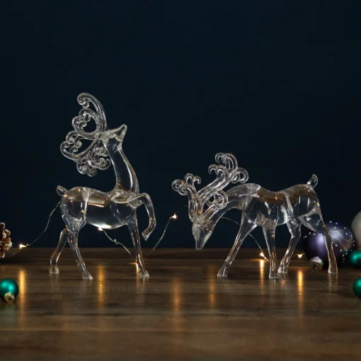 Sale Standing Reindeer Christmas Figurines - 9.25" - Clear - Set of 2 Animals