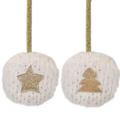 Sale Star and Christmas Tree Disc Ornaments - 3.5" - Cream and Beige - Set of 2 Garden & Floral