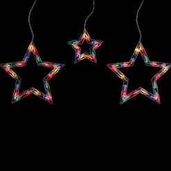 Star Shaped Mini Icicle Christmas Lights - 7' - Multi-Color - White Wire Icicles