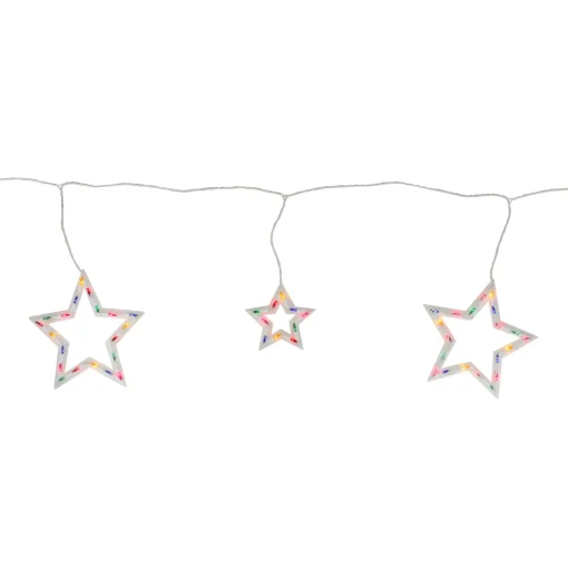 Star Shaped Mini Icicle Christmas Lights - 7' - Multi-Color - White Wire Icicles