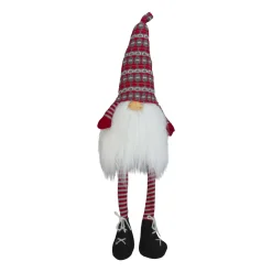 Sale Striped Christmas Santa Gnome with Dangling Legs - 23" - Red and Gray Gnomes