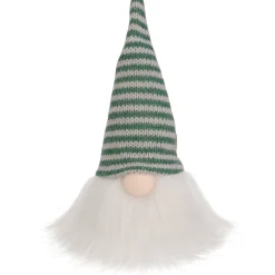 New Striped Knitted Gnome Head Christmas Figure - 5.5" - Green Gnomes