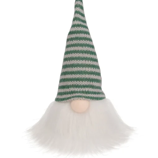 New Striped Knitted Gnome Head Christmas Figure - 5.5" - Green Gnomes