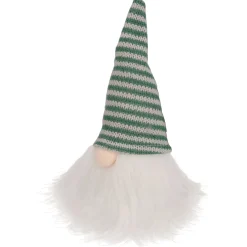 New Striped Knitted Gnome Head Christmas Figure - 5.5" - Green Gnomes