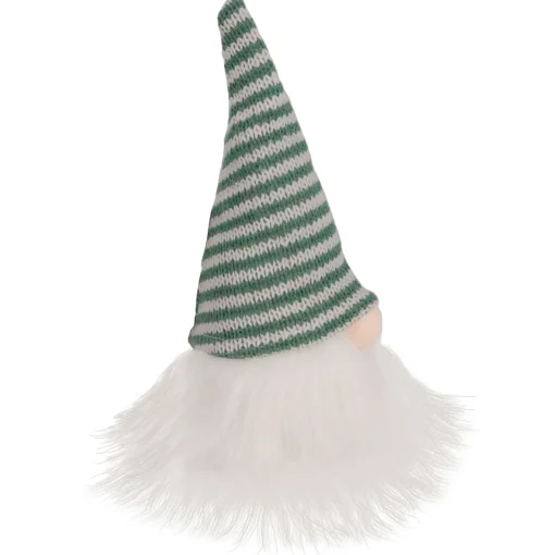 New Striped Knitted Gnome Head Christmas Figure - 5.5" - Green Gnomes
