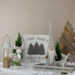 Discount Tall Cone Gnome with Buttoned Plaid Christmas Tree Figure - 21" - Beige and Gray Gnomes
