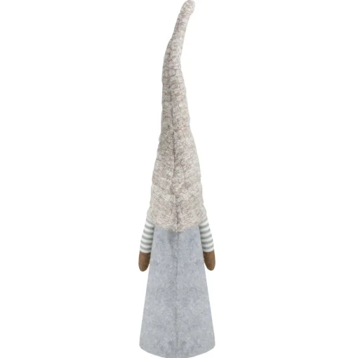 Discount Tall Cone Gnome with Buttoned Plaid Christmas Tree Figure - 21" - Beige and Gray Gnomes