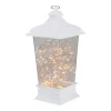 Tapered Lantern with Rice Lights Decoration - 12" - White - Clear Lights Battery Operated