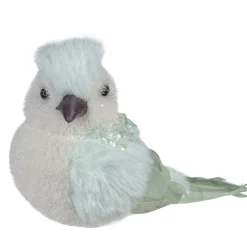 Sale Textured Christmas Bird with Sequins - 3.5" - Light Green Animals