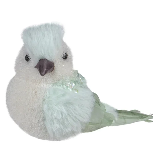 Sale Textured Christmas Bird with Sequins - 3.5" - Light Green Animals