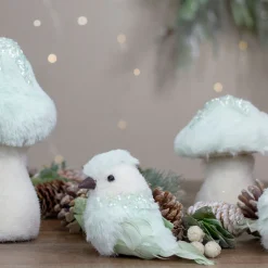 Sale Textured Christmas Bird with Sequins - 3.5" - Light Green Animals