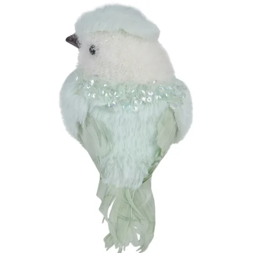 Sale Textured Christmas Bird with Sequins - 3.5" - Light Green Animals