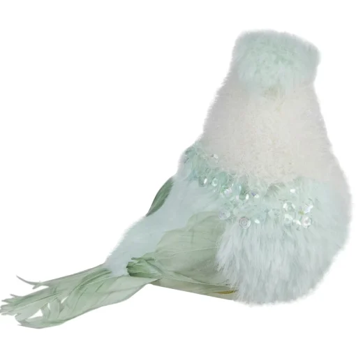 Sale Textured Christmas Bird with Sequins - 3.5" - Light Green Animals