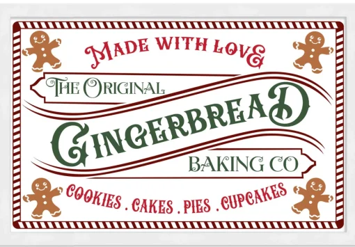 Hot The Original Gingerbread Baking Company 13.5" x 19.5" Framed Christmas Wall Decor Sign Poster in a Natural Wooden Frame with UV Acrylic and Hangers Wall