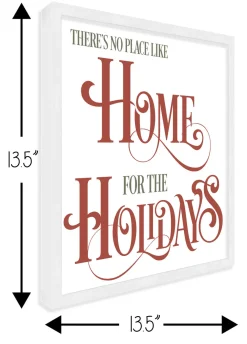 New There's No Place Like Home For The Holidays 13.5" x 13.5" Framed Christmas Wall Decor Sign Poster in a Natural Wooden Frame with UV Acrylic Wall