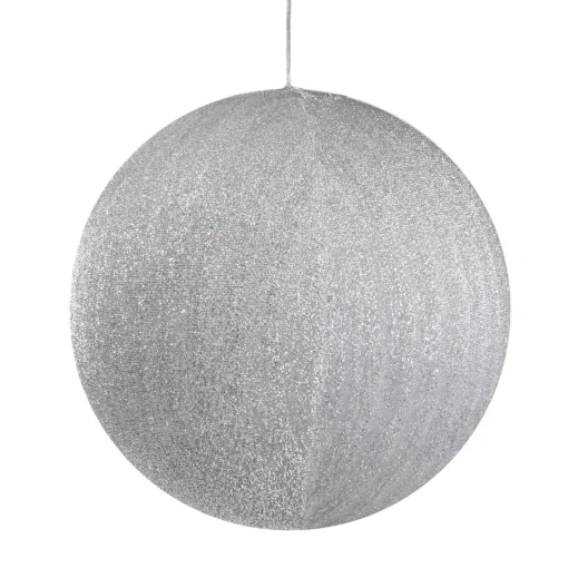 Sale Tinsel Inflatable Christmas Ball Ornament Outdoor Commercial Decoration - 19.5" - Silver Commercial
