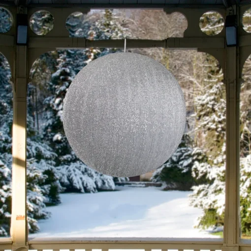Sale Tinsel Inflatable Christmas Ball Ornament Outdoor Commercial Decoration - 19.5" - Silver Commercial